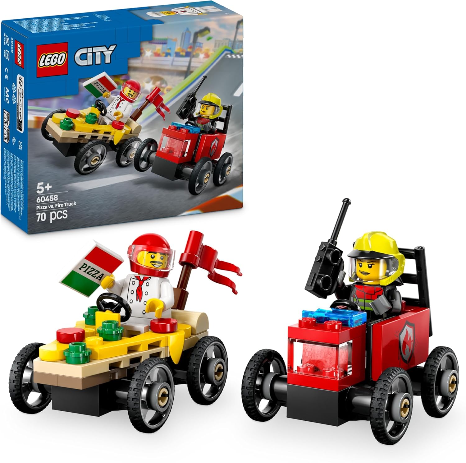 City Pizza Vs Fire Truck Race Car Lego®