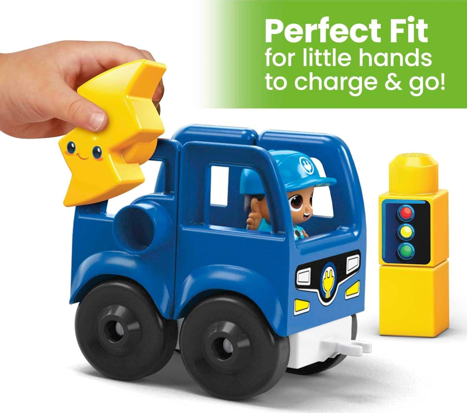 Fisher-Price Toddler Building Blocks, Green Town Charge & Go Bus